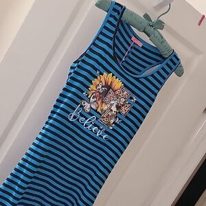 Blue and Black Striped Top by Prestige Edge